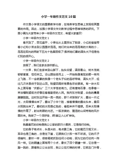 小学一年级作文范文10篇