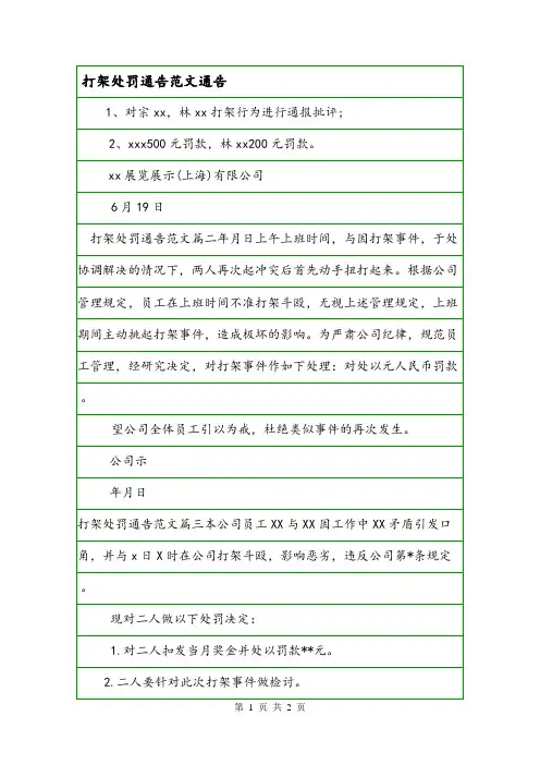 打架处罚通告范文通告.doc