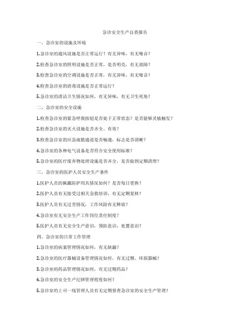 急诊安全生产自查报告