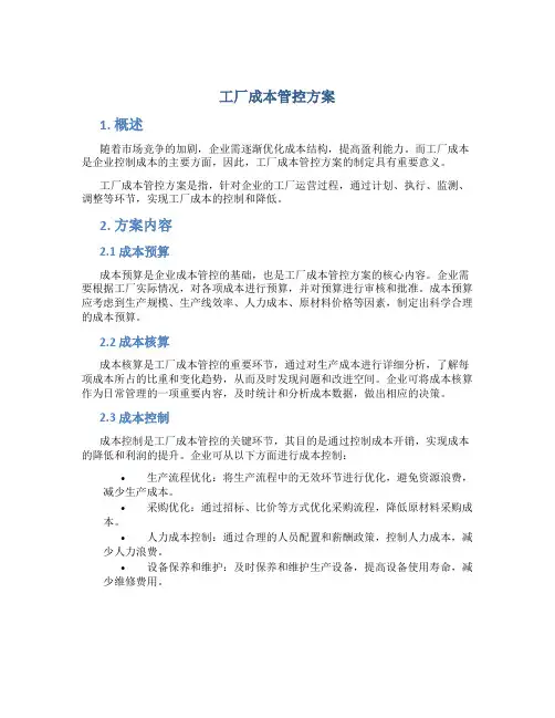 工厂成本管控方案方面