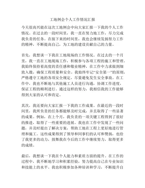 工地例会个人工作情况汇报