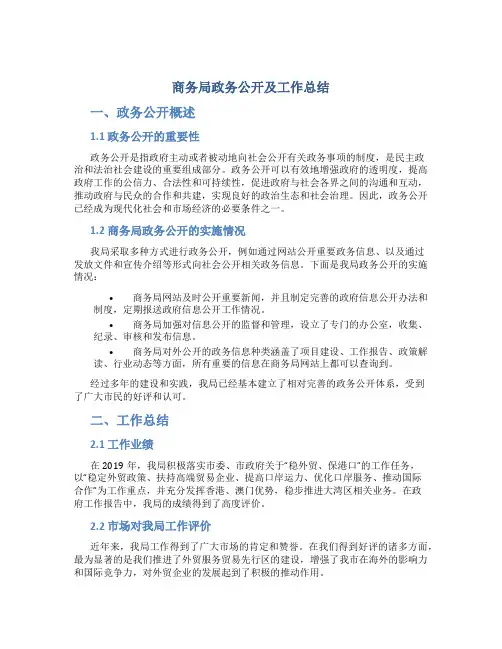 商务局政务公开及工作总结