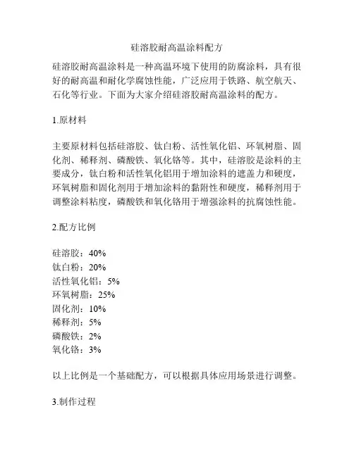 硅溶胶耐高温涂料配方
