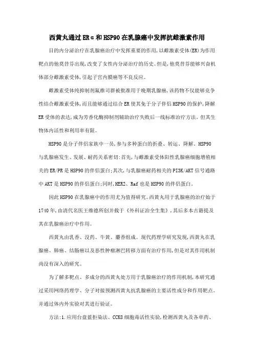 西黄丸通过ERα和HSP90在乳腺癌中发挥抗雌激素作用