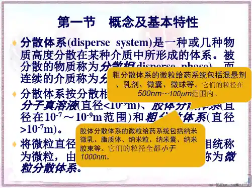 药物微粒分散系的基础理论