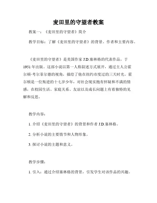 麦田里的守望者教案
