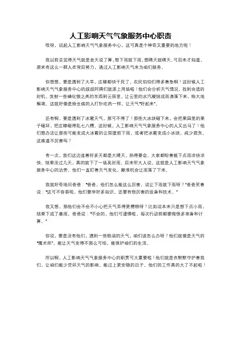 人工影响天气气象服务中心职责