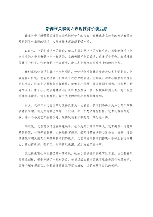 新课程关键词之表现性评价读后感