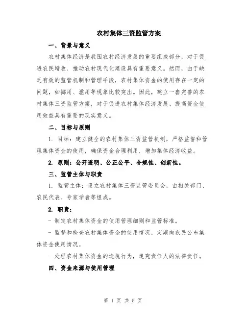 农村集体三资监管方案