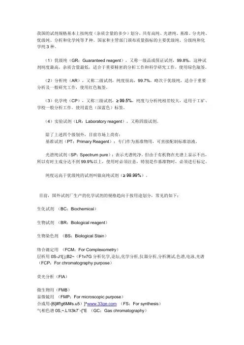 试剂规格