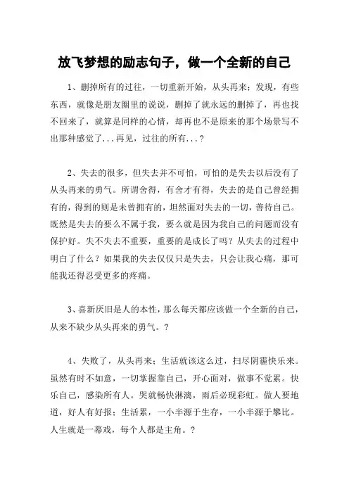 放飞梦想的励志句子,做一个全新的自己