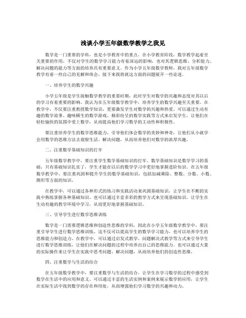 浅谈小学五年级数学教学之我见