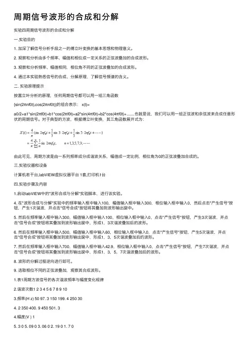 周期信号波形的合成和分解