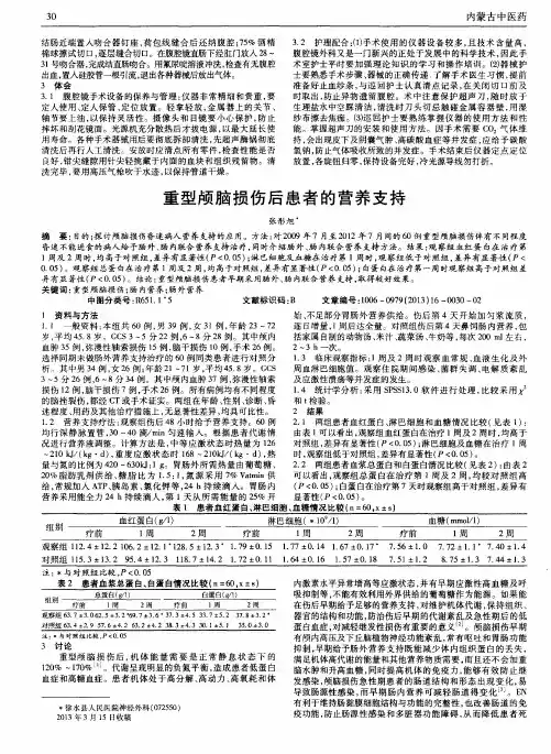 重型颅脑损伤后患者的营养支持