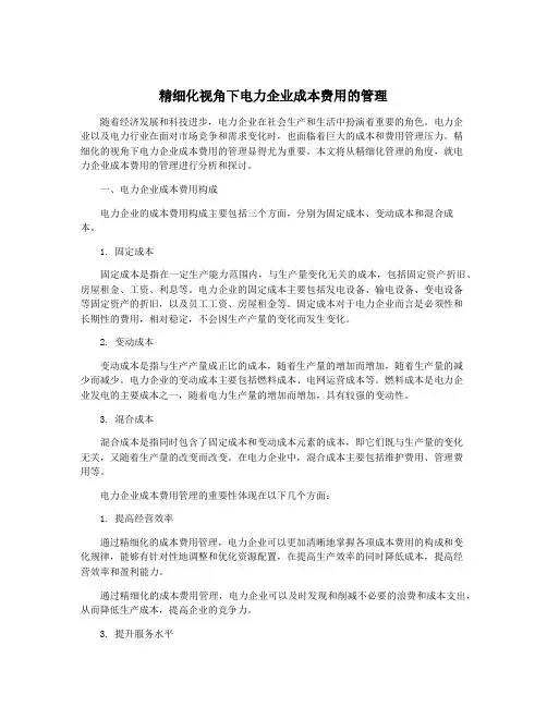 精细化视角下电力企业成本费用的管理