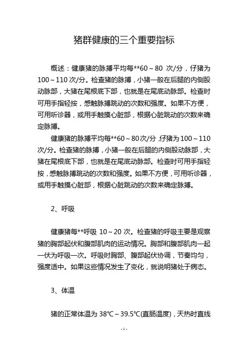 猪群健康的三个重要指标