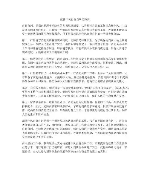 纪律作风自查自纠消防员