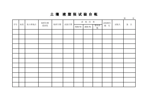 试验台账