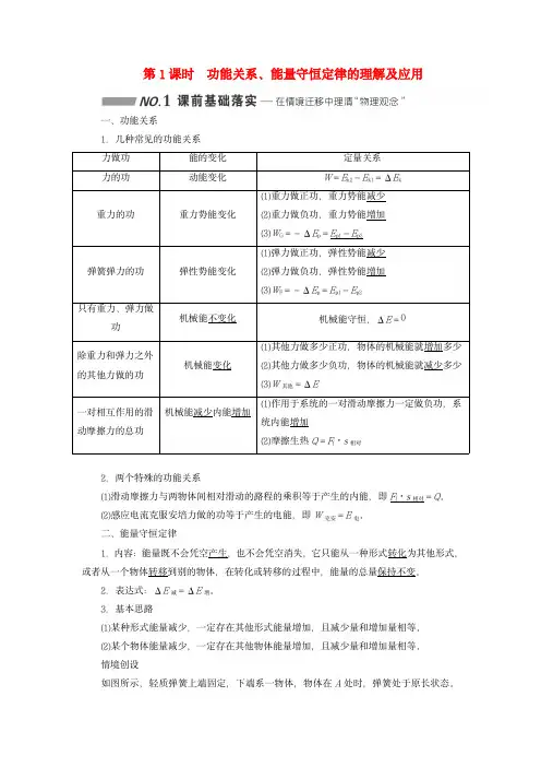 2024届高考物理总复习：功能关系能量守恒定律的理解及应用教师用书