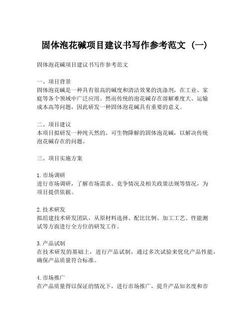 固体泡花碱项目建议书写作参考范文 (一)