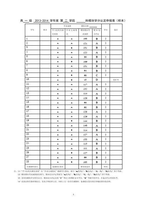 学分认定申报表(新)