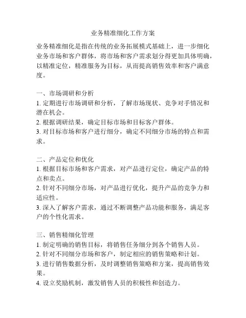 业务精准细化工作方案