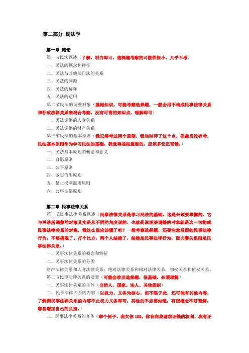 法律硕士(非法学)民法学重点参考