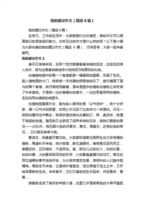 我的建议作文（精选6篇）