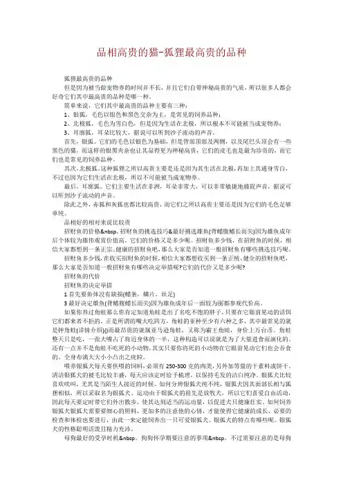 品相高贵的猫-狐狸最高贵的品种