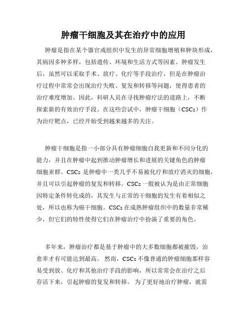 肿瘤干细胞及其在治疗中的应用