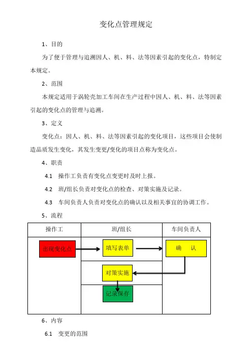 变化点管理规定--铸造