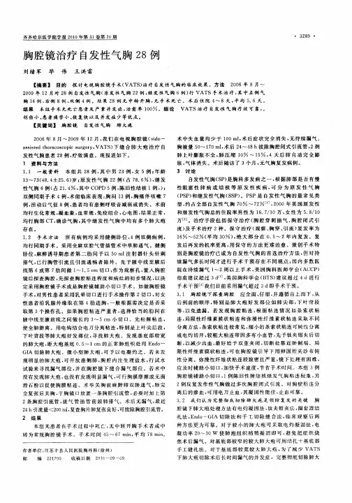 胸腔镜治疗自发性气胸28例