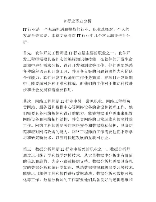 it行业职业分析