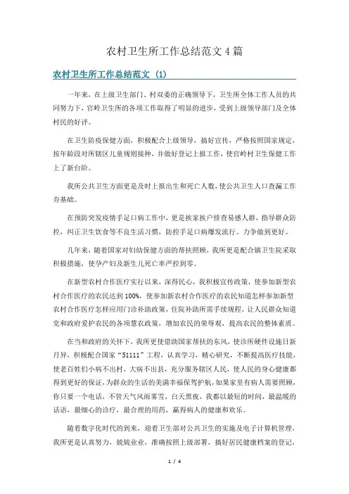 农村卫生所工作总结范文4篇