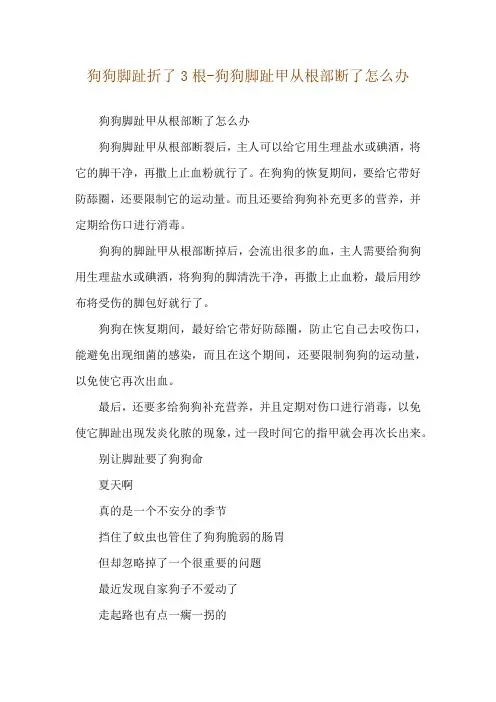 狗狗脚趾折了3根-狗狗脚趾甲从根部断了怎么办
