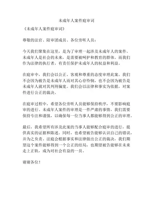 未成年人案件庭审词