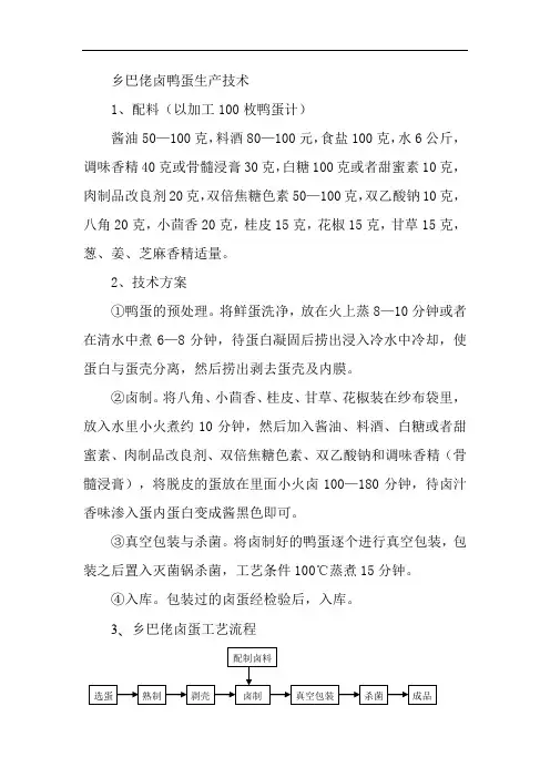 乡巴佬卤鸭蛋生产技术