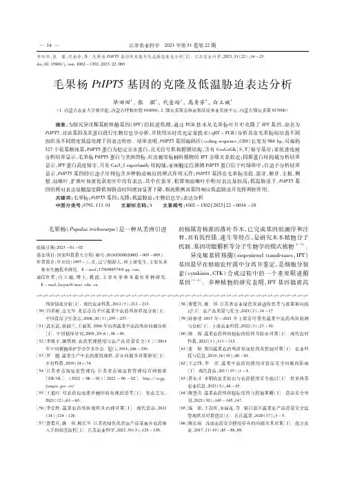 毛果杨PtIPT5基因的克隆及低温胁迫表达分析