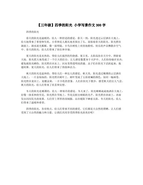 【三年级】四季的阳光 小学写景作文300字
