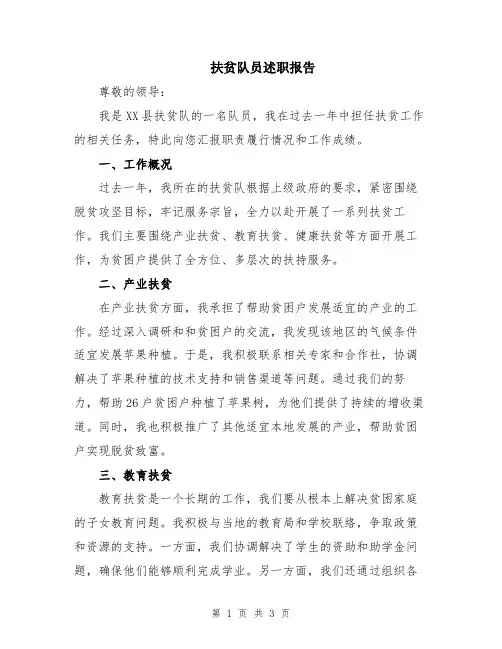 扶贫队员述职报告