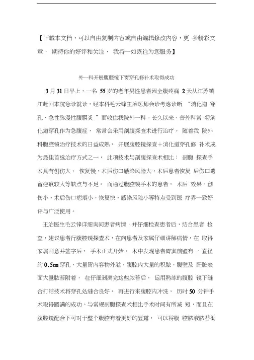 腹腔镜下胃穿孔修补术