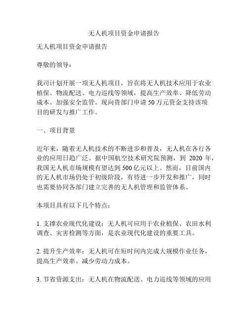 无人机项目资金申请报告