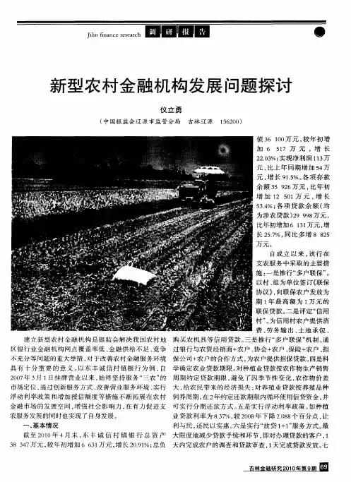 新型农村金融机构发展问题探讨