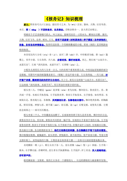 第11课《核舟记》知识梳理
