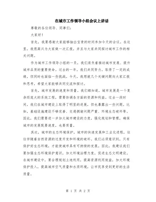 在城市工作领导小组会议上讲话