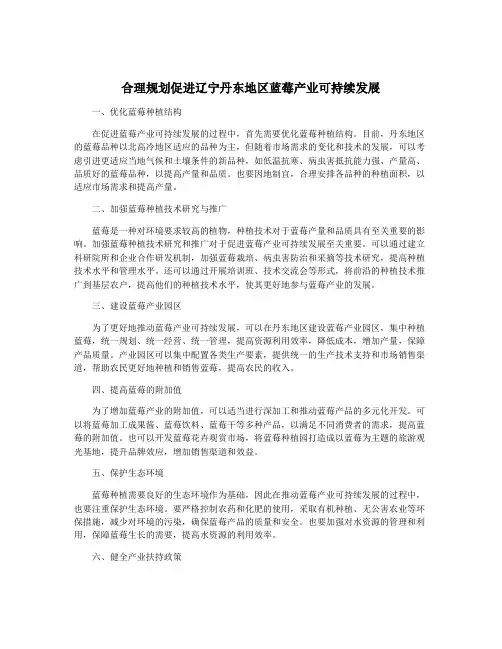 合理规划促进辽宁丹东地区蓝莓产业可持续发展
