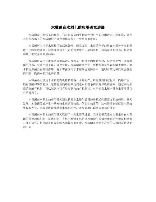 木霉菌在水稻上的应用研究进展