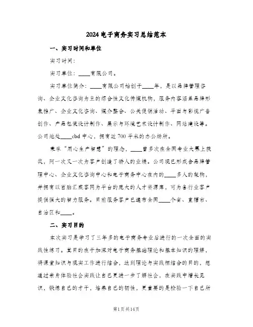 2024电子商务实习总结范本（3篇）