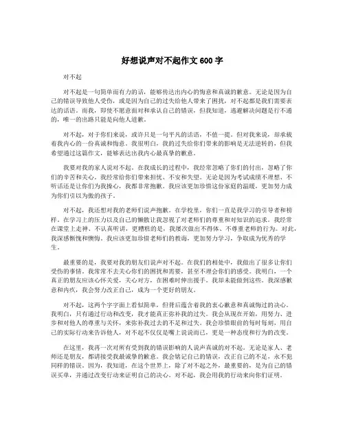 好想说声对不起作文600字