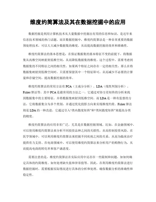维度约简算法及其在数据挖掘中的应用